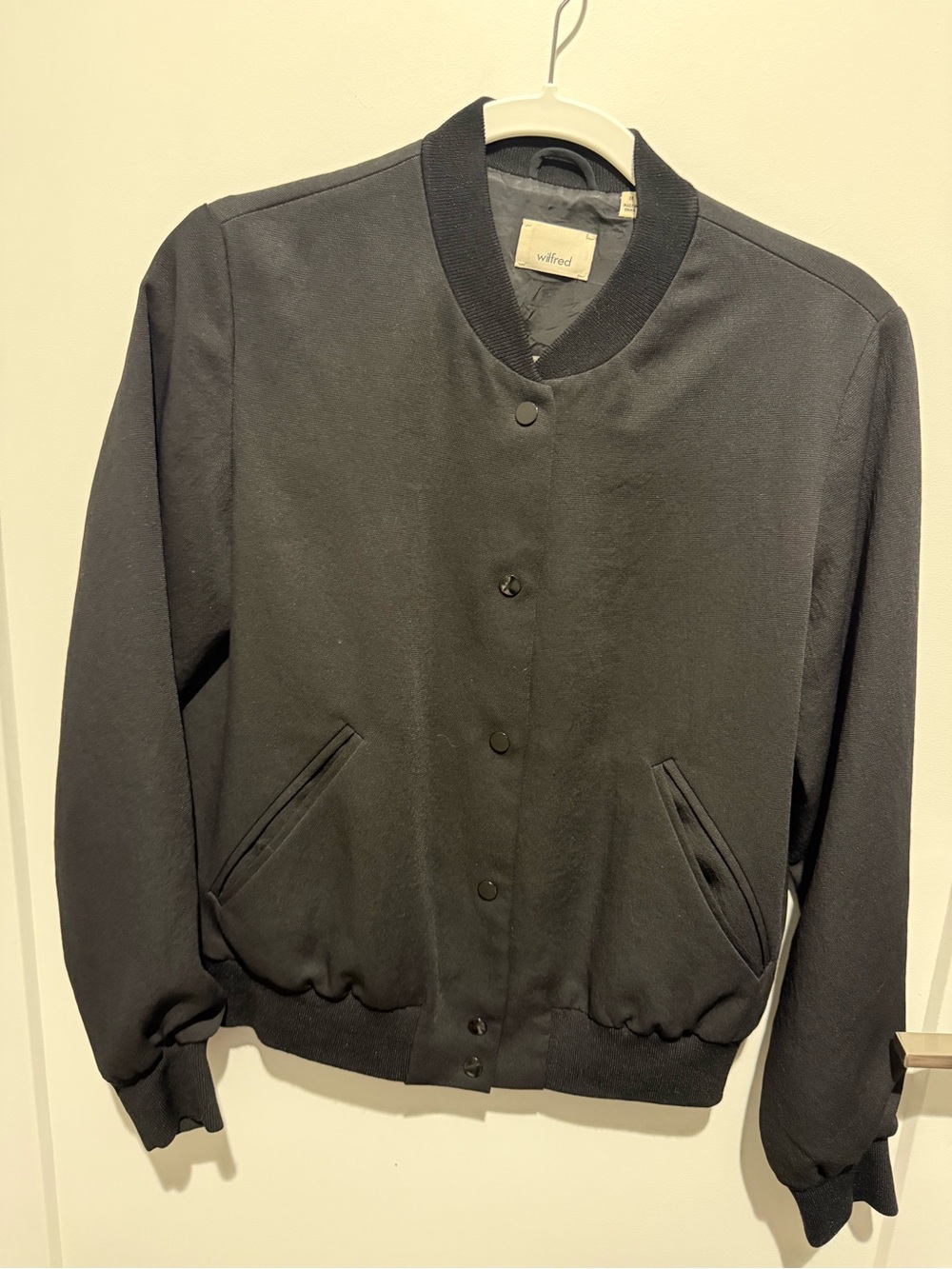 Wilfred Black Zip-Up Bomber Sweater Jacket - Medium